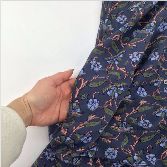 Loft Floral Button Pockets Dress Women Size Small Cap Sleeve Raw Hem Size Small - Picture 8 of 12